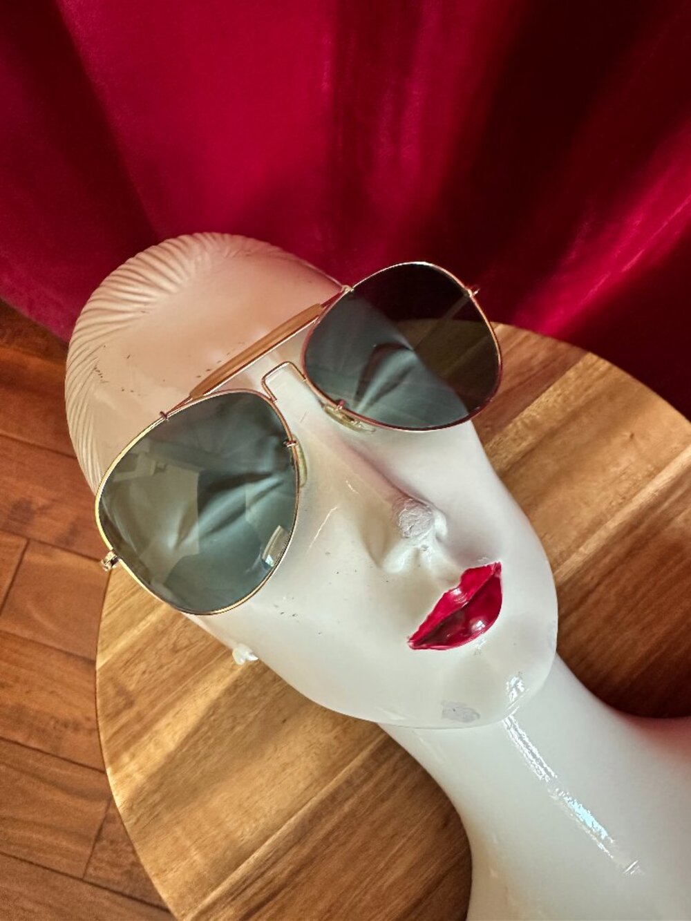 Vintage Bushnell Aviator Pilot Shooting Sunglasses Gold Frame Cable Temple Korea